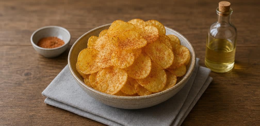 Knusprige selbstgemachte Kartoffelchips – Zubereitung Schritt für Schritt – Anrichten