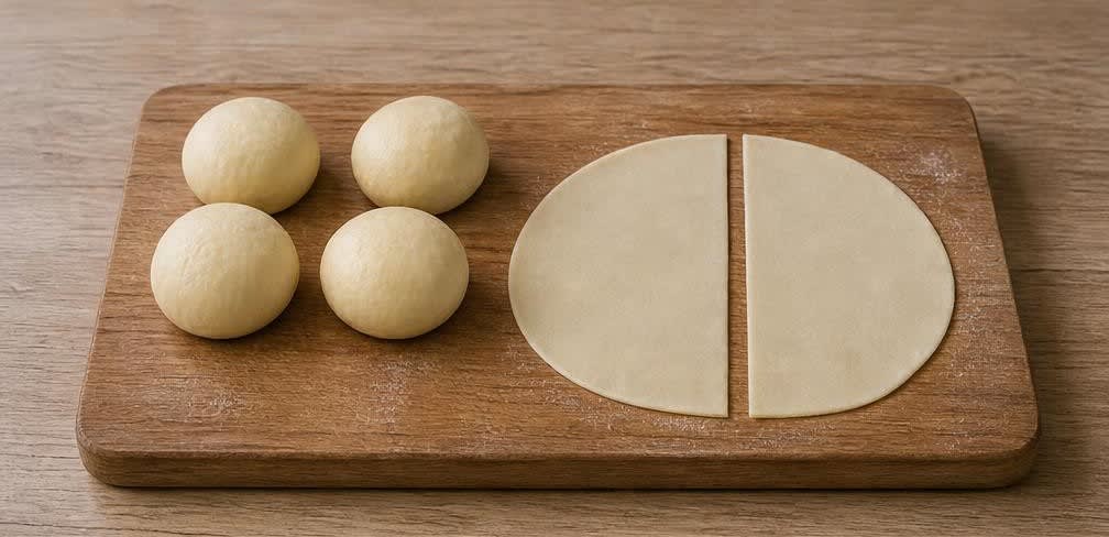Samosas mit eingeweichten Linsen & Kartoffeln – Zubereitung Schritt für Schritt – Teig ausrollen