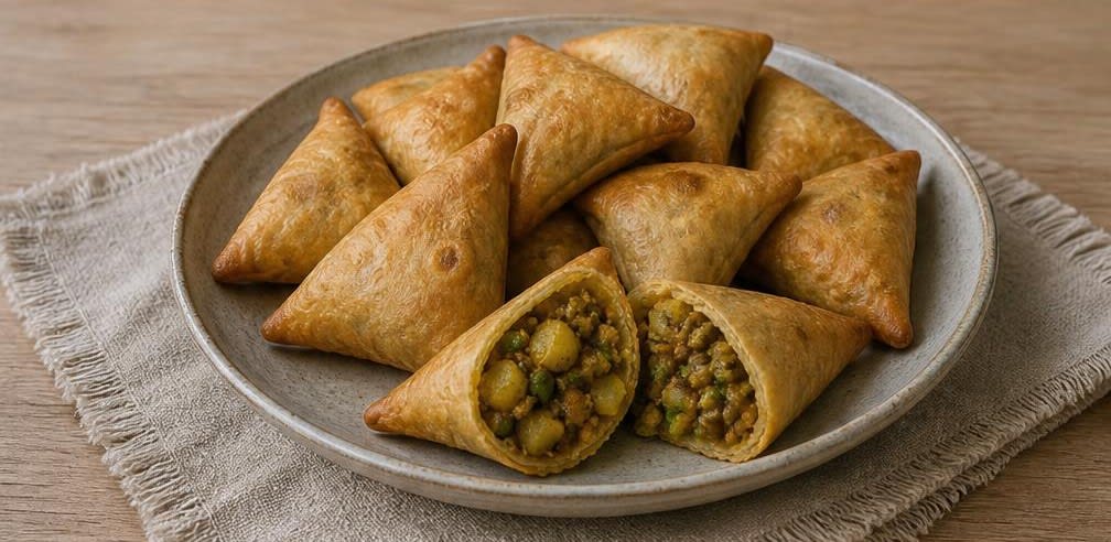 Samosas mit eingeweichten Linsen & Kartoffeln – Zubereitung Schritt für Schritt – Anrichten