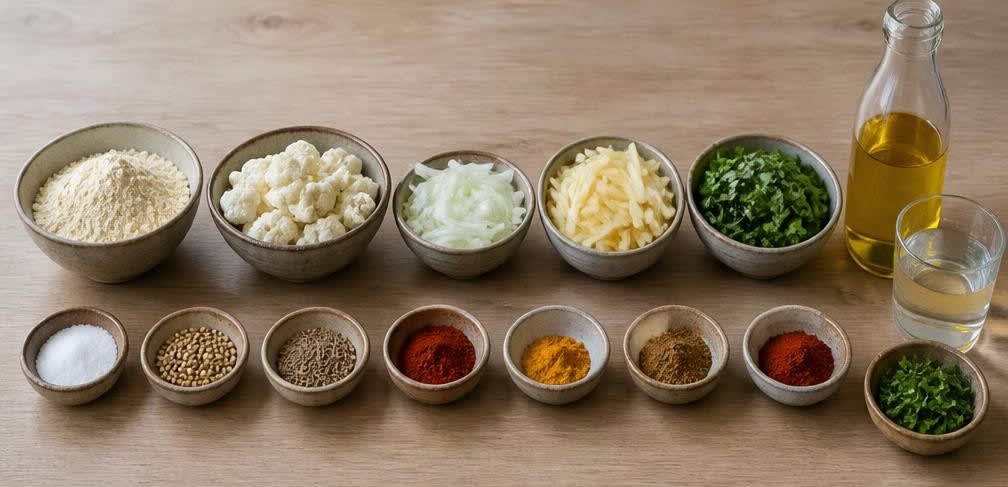 Knusprige Gemüse-Pakoras mit frisch gemahlenen Gewürzen – Zutaten