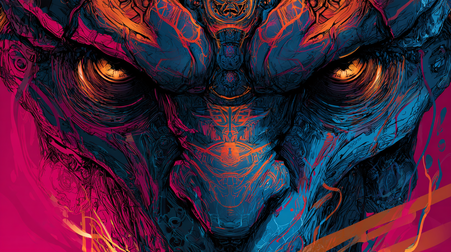 Fear dream symbol - mystical hyper-surrealism, neon palette. CHITTA Universal Language of Mind interpretation art.