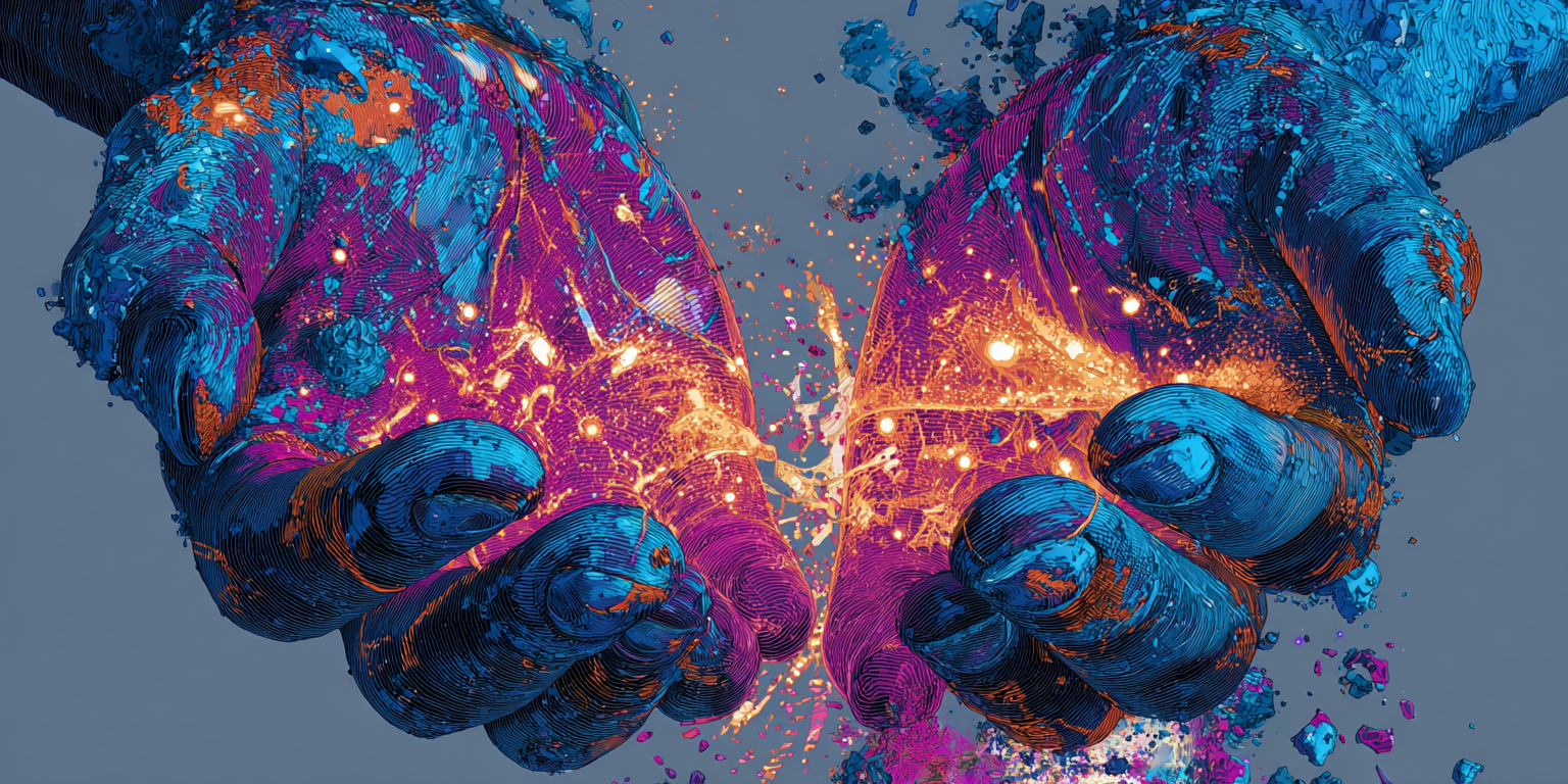 Two cupped hands offering a glowing fractured light, illustrating a returning quality of the self in a dream about an ex apologizing
