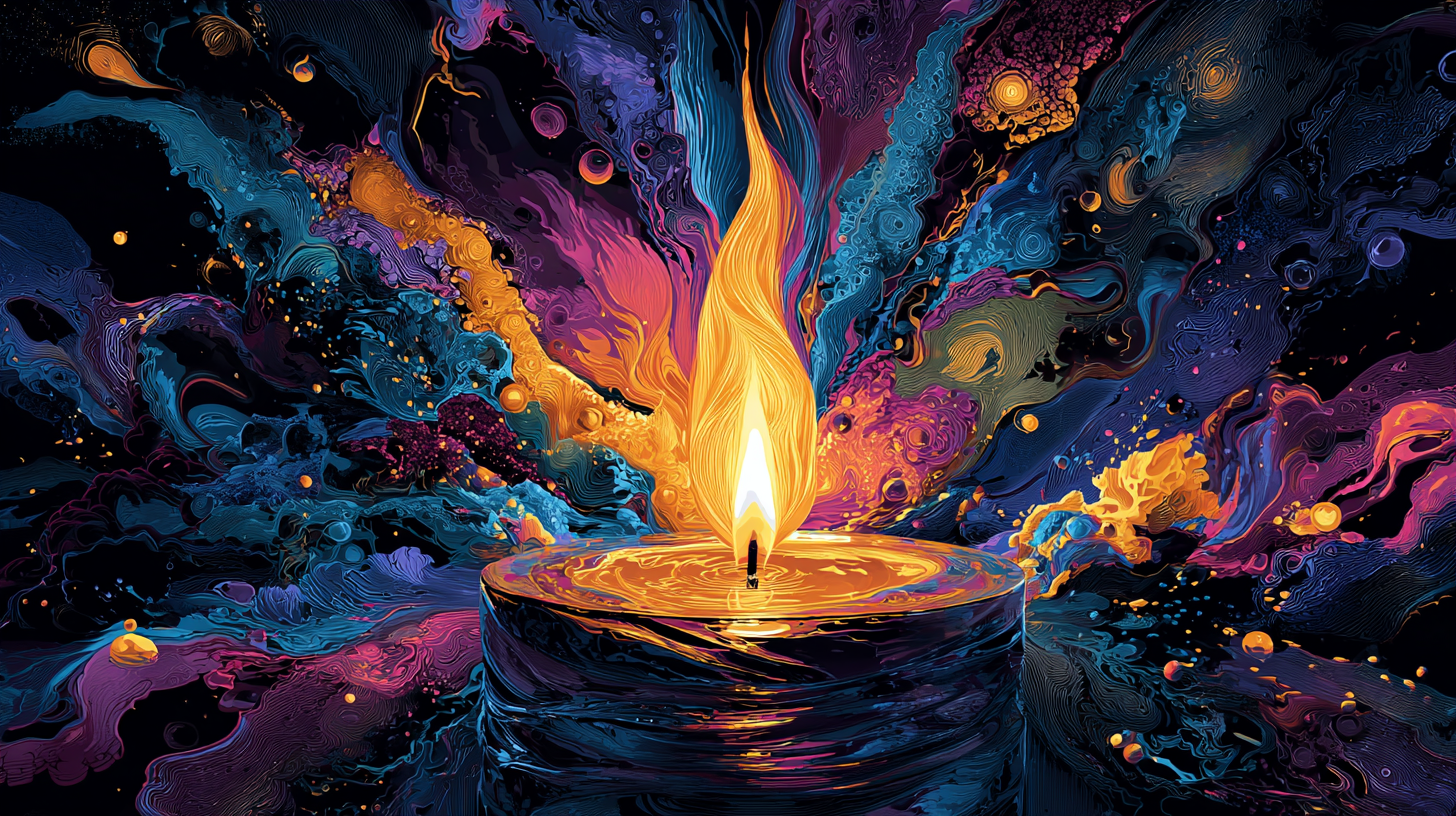 Meditation dream symbol - mystical hyper-surrealism, neon palette. CHITTA Universal Language of Mind interpretation art.