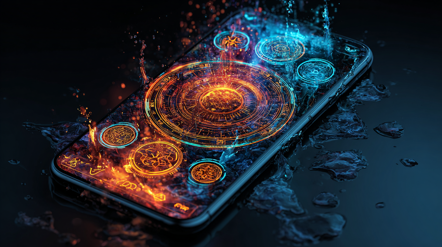 Smartphone displaying dream interpretation app with glowing symbols representing subconscious dream analysis