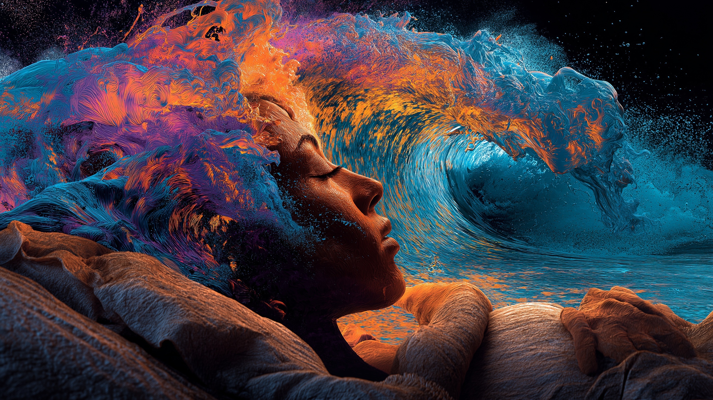 Water flowing symbolizing conscious life experiences in dreams