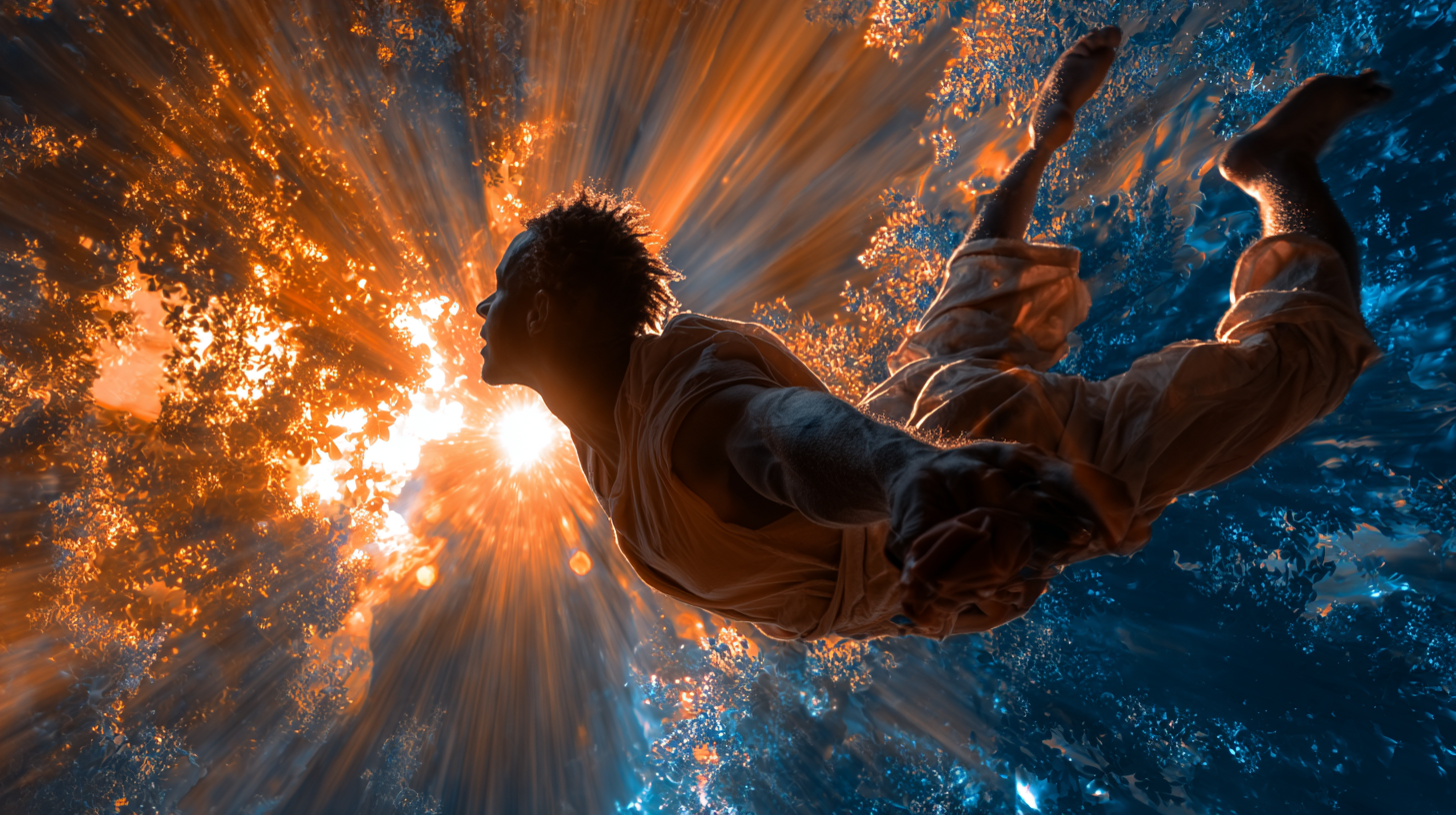 Persona volando entre nubes representando libertad de conciencia en sueños