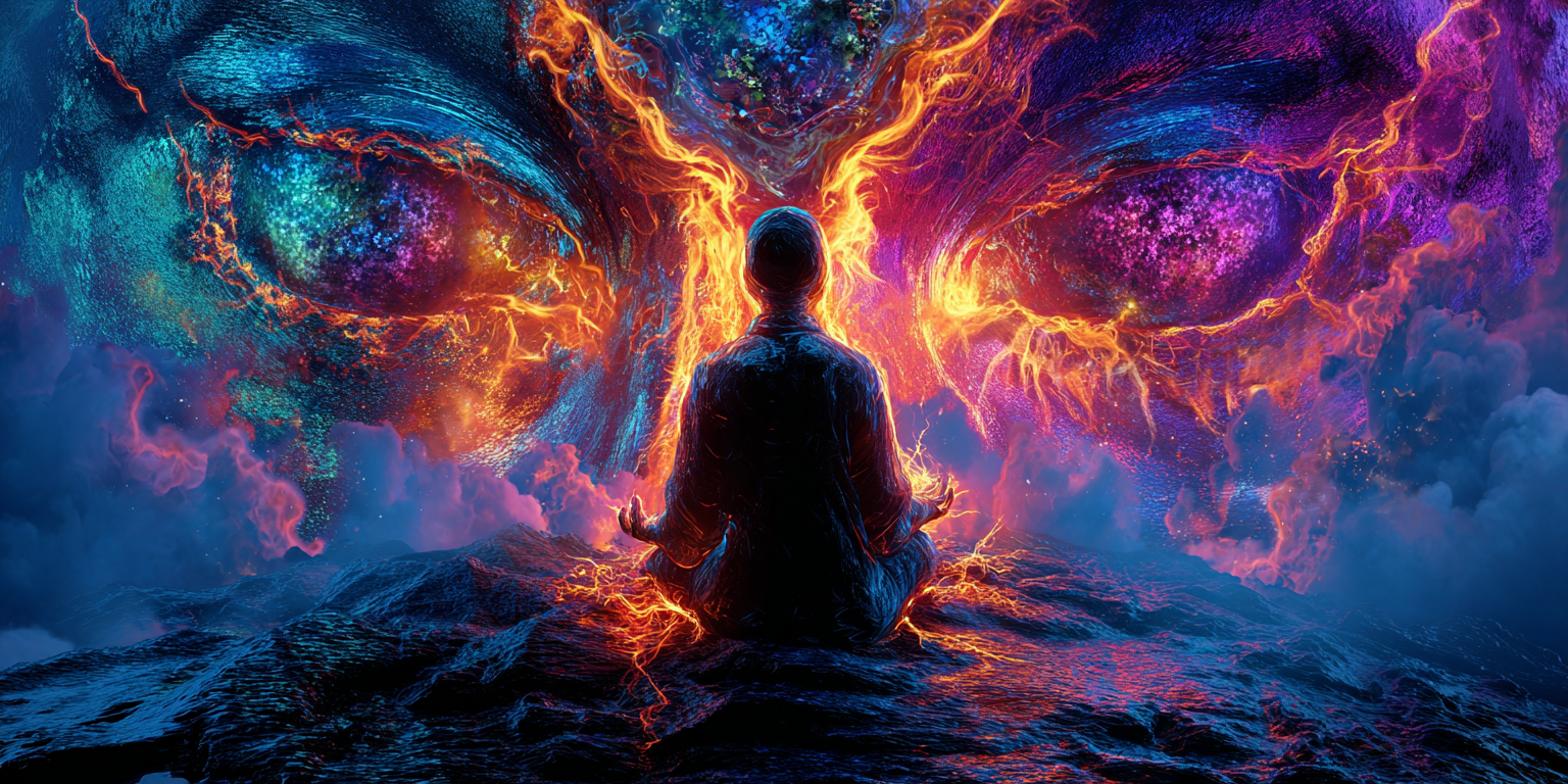 Persona separándose del cuerpo físico durante proyección astral