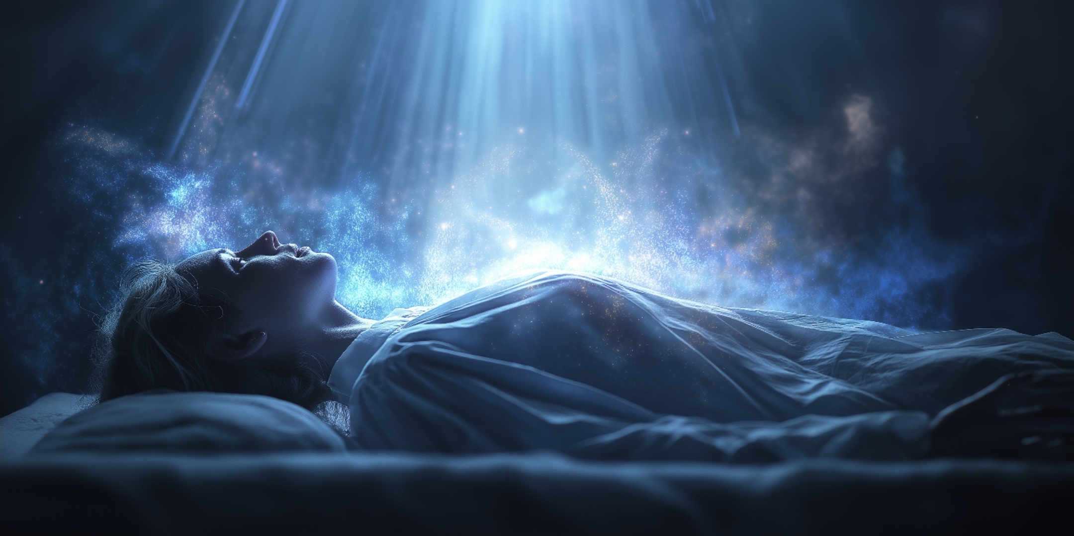 Person peacefully separated from physical body during astral projection representing safety of the experience