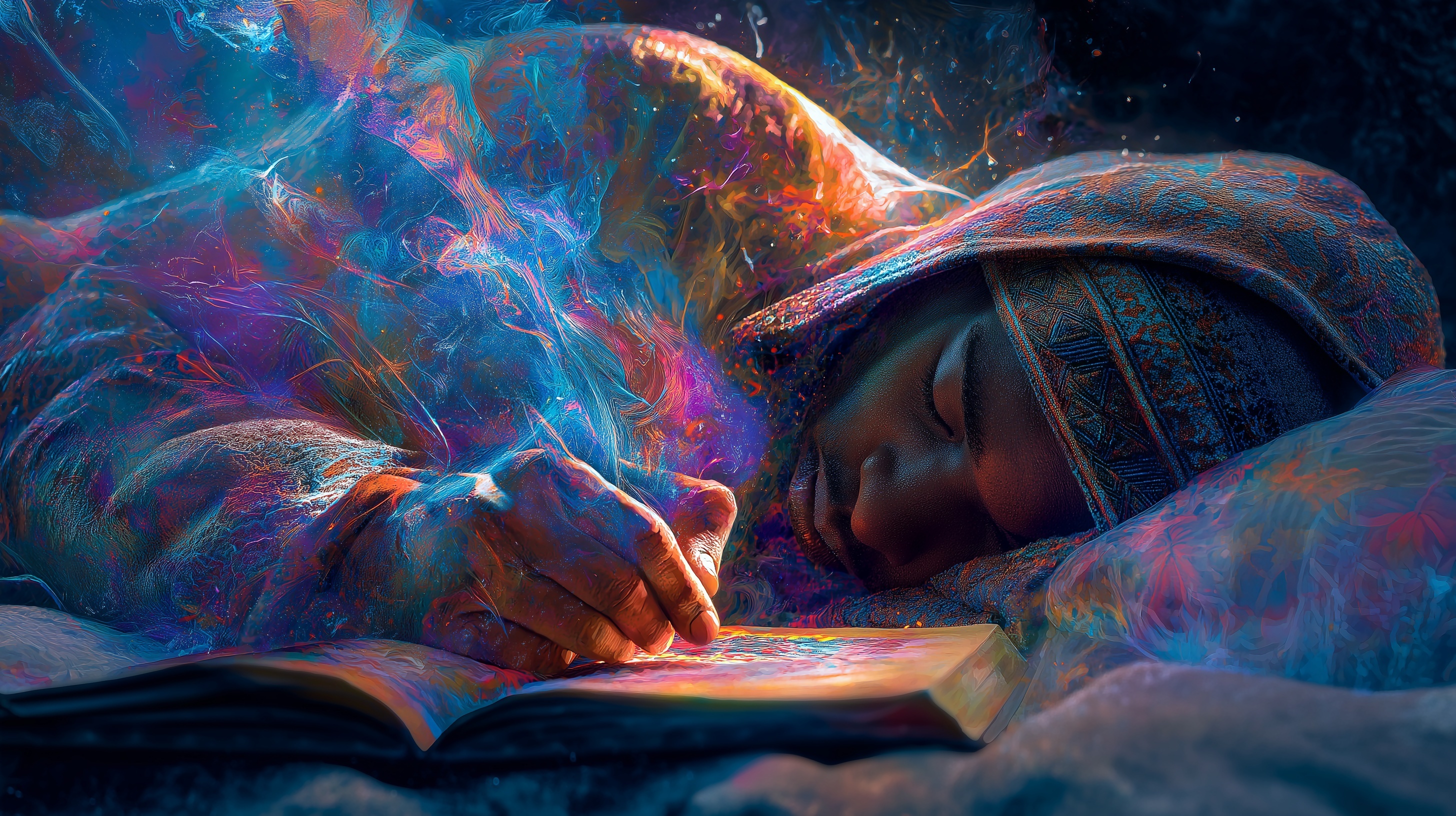 Person writing in dream journal immediately upon waking representing dream recall practice