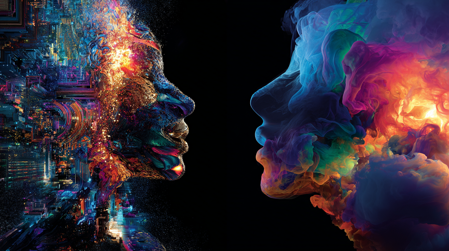 Person communicating with a luminous figure inside a dream representing dialogue with the subconscious mind