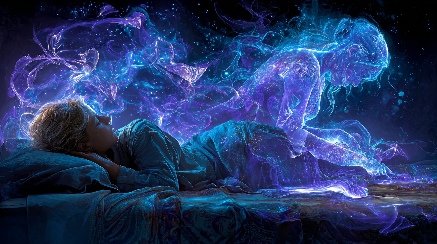 Door left ajar in a dream landscape representing intentional dream re-entry