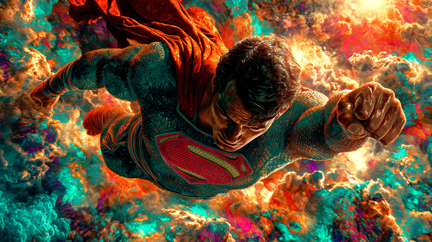 A person flying through a surreal sky in a dream — symbol of consciousness rising above the limits of the conscious mind