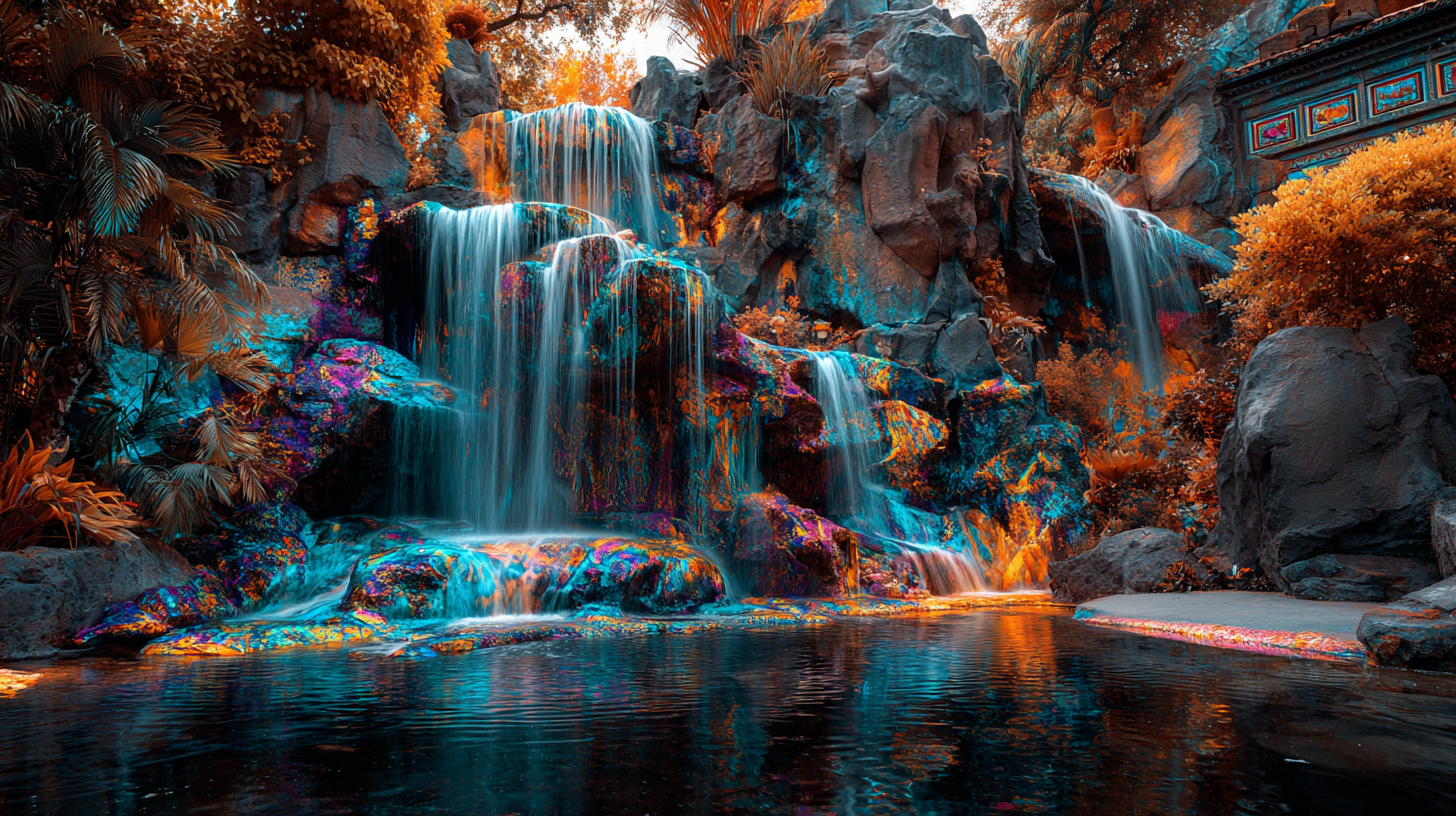 Cascade surréaliste mystique — la métaphore de forme et fonction pour le symbole des toilettes en rêve : relâchement continu de ce que la conscience a fini de digérer.