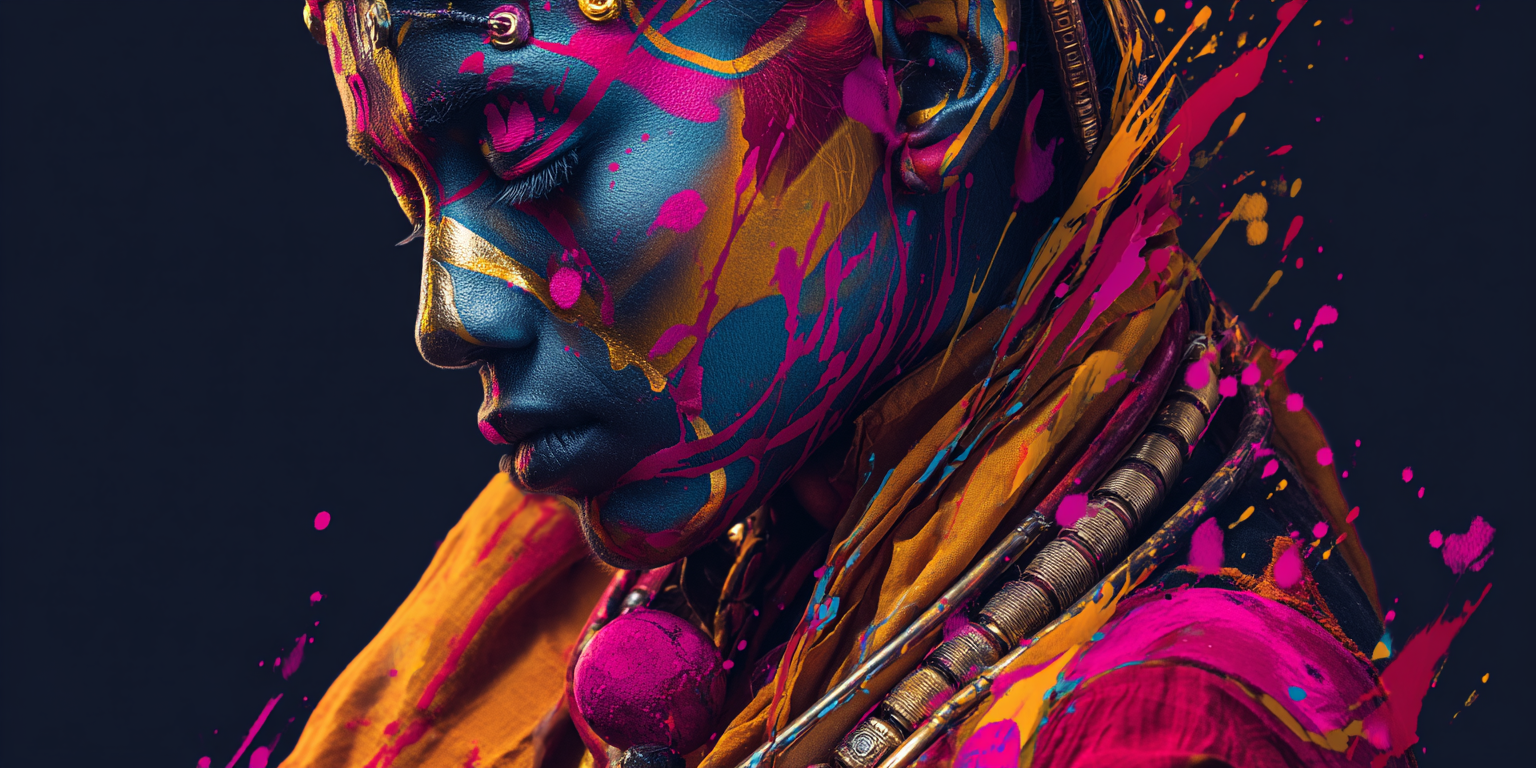 A figure in profile with eyes closed, face dissolving into streams of magenta and gold pigment, representing increasing awareness and strengthening intuition in the Universal Language of Mind