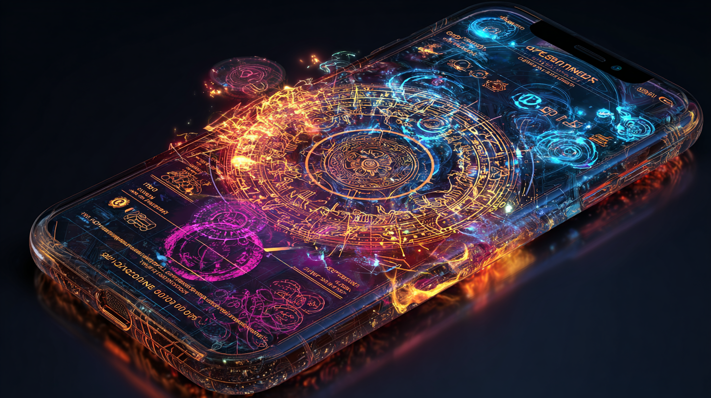 Phone displaying a dream interpretation app surrounded by fire glow - AI vs dream dictionaries, Universal Language of Mind