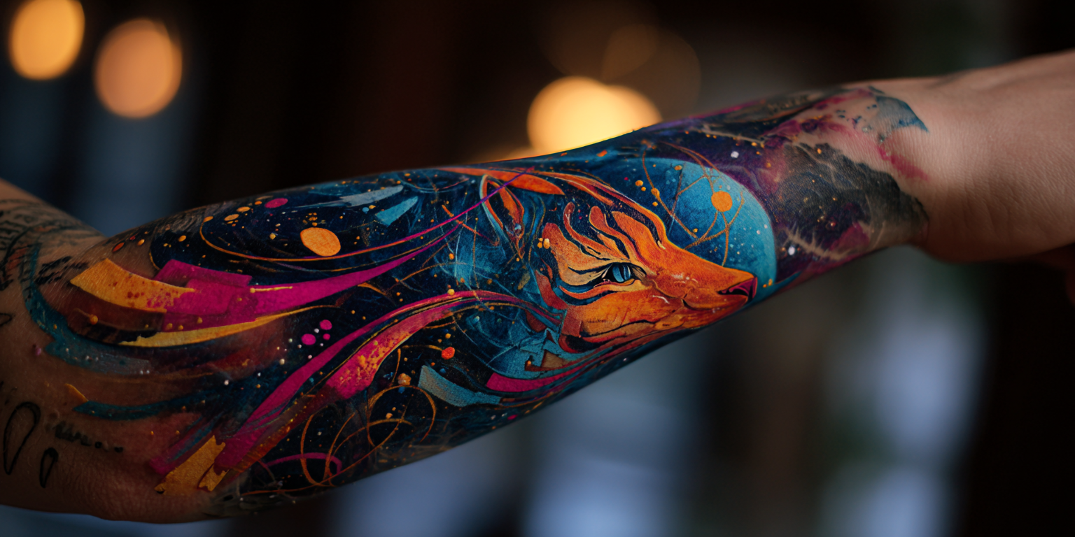 Surreal forearm reaching through cosmic light, symbolizing purpose and follow-through in the Universal Language of Mind on CHITTA by Tarak Uday