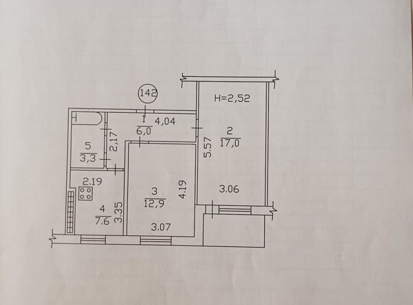 2-к квартира 48 м² за 3,5 млн на Шахтостроителей - раздельные комнаты!