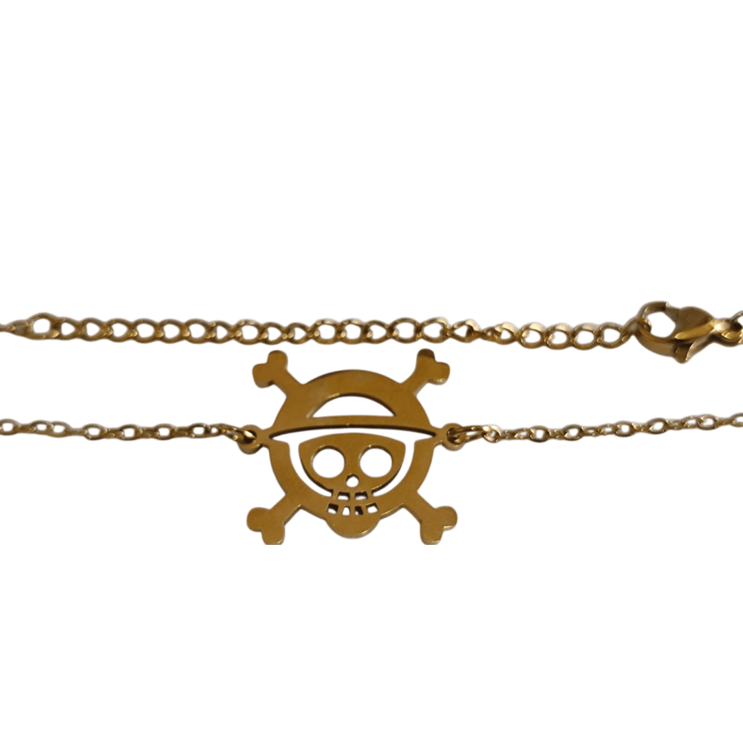 Pulsera One Piece Jolly Roger | Ajustable | Acabado Dorado