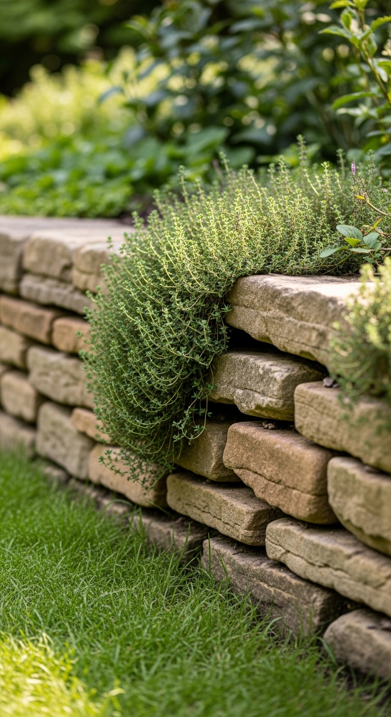 9. Rustic Stone Wall Borders