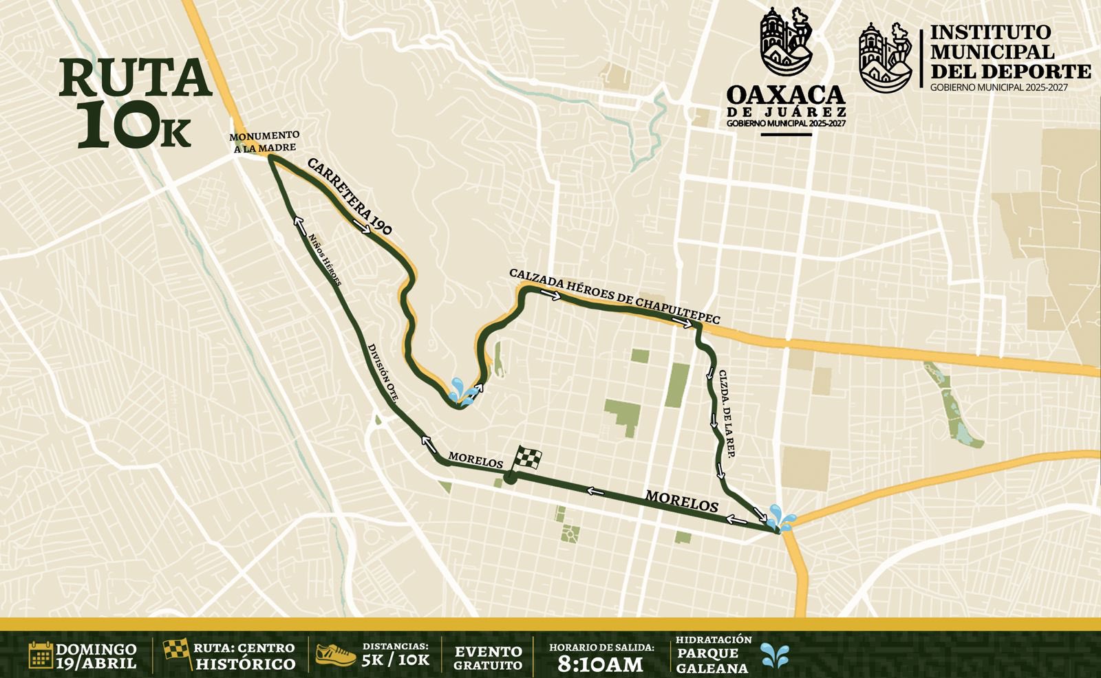 Mapa Oficial de la Ruta 10K - Desafío mayor abrazando la Calzada Héroes de Chapultepec