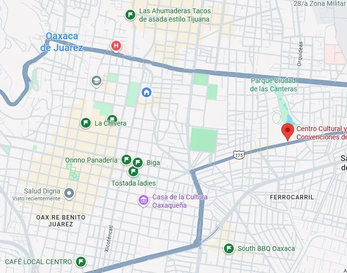 Vista del Centro Cultural y de Convenciones de Oaxaca, al este del centro histórico de Oaxaca