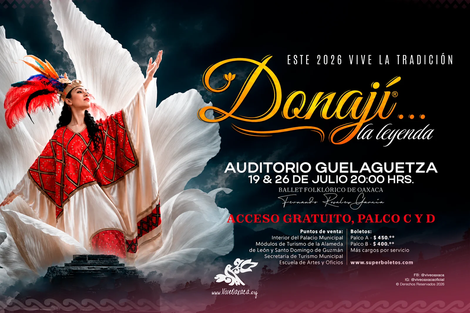 Cartel oficial Donají... La Leyenda 2026 — fechas, horarios y boletos