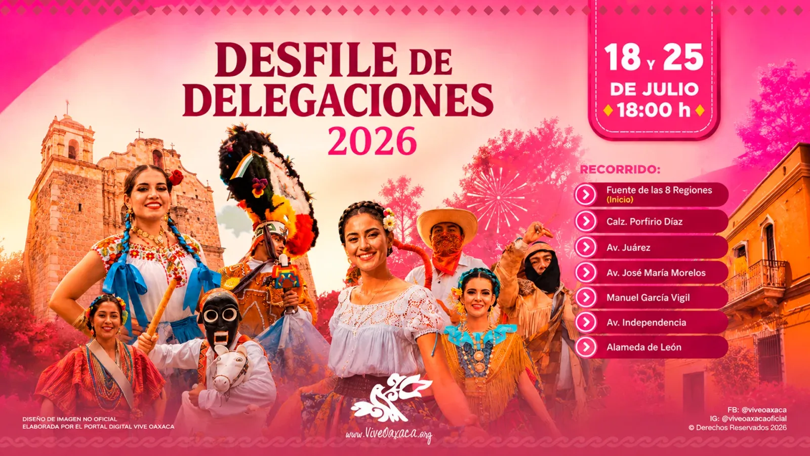Guelaguetza 2026 Delegations Parade. Photo: State Government Guelaguetza 2026 Delegations Parade. Photo: State Government