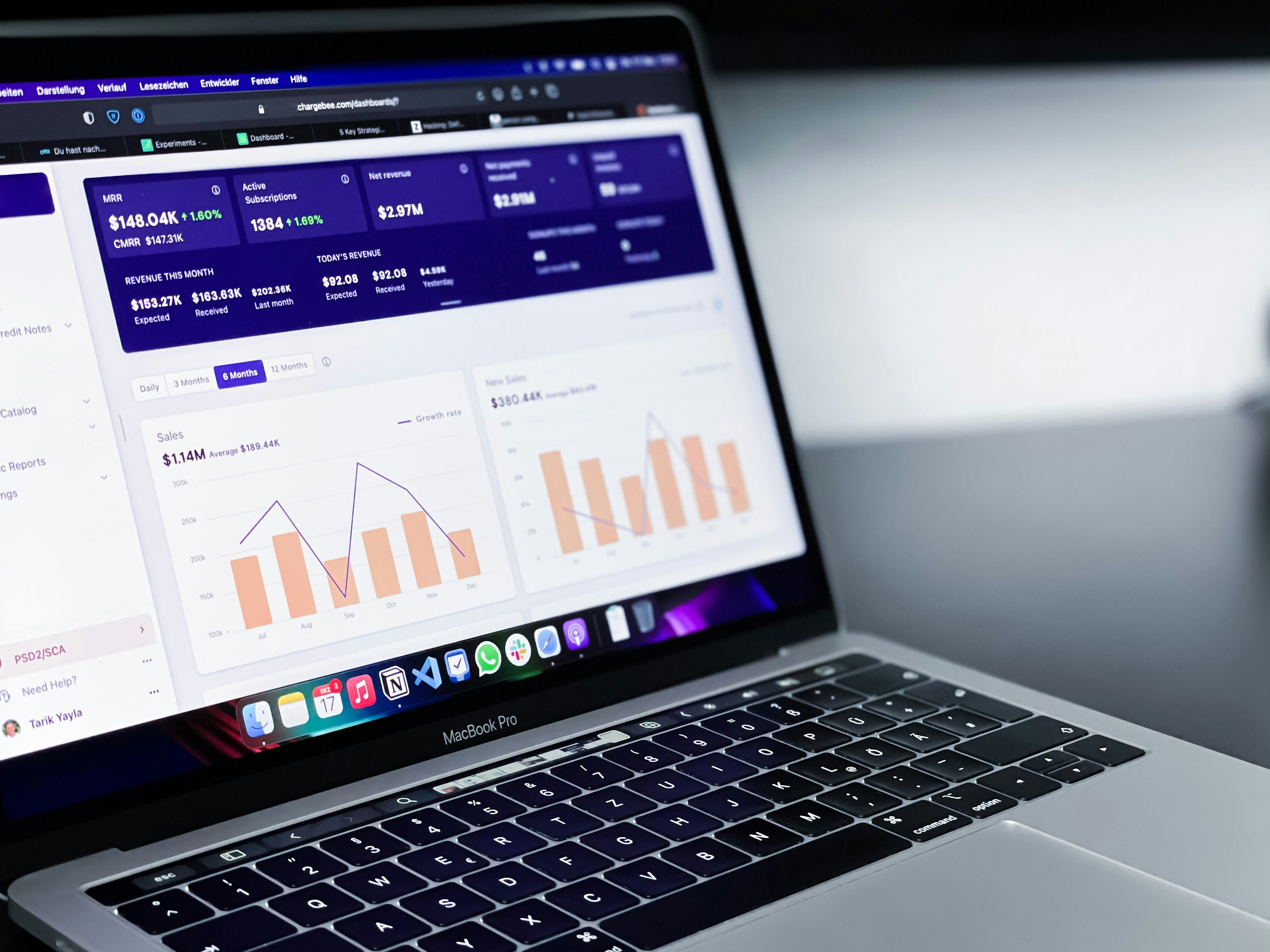 Analytics charts on a screen