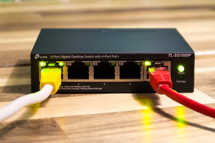 Network switch with ethernet cables