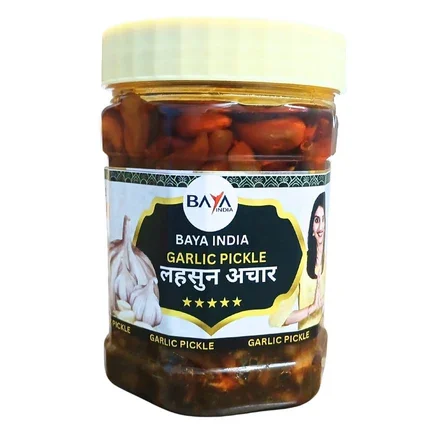 Baya India Garlic Pickle 330g | Homemade Lehsun ka Achar | Traditional North Indian Recipe | Spicy & Tangy Flavor | Made with Mustard Oil & Handcrafted Spices | No Preservatives - KaashtKart