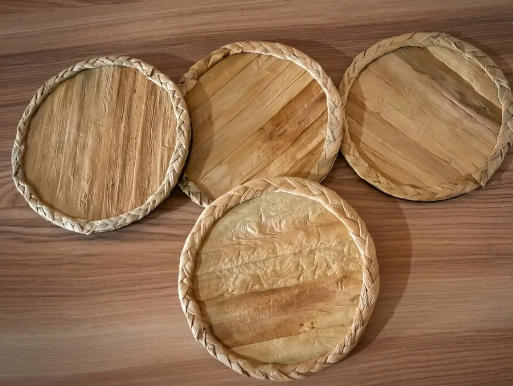 Handmade Organic  Natural Water Hyacinth Tea Coaster| Handmade Set of 4 - KaashtKart