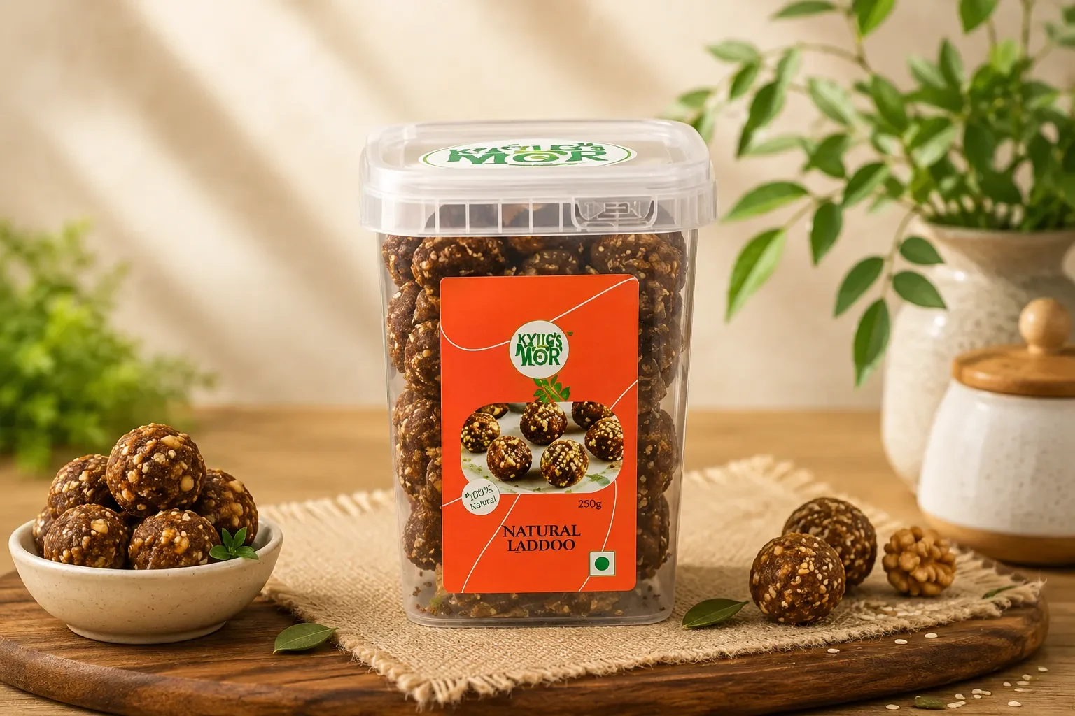 Protein & Fiber-Rich Energy Balls | Traditional Indian Sweet with Dates & Dry Fruits, Jaggery Powder | Festive Mithai for Gifting & Celebrations | Suitable for All Seasons - Pack of 1 - KaashtKart