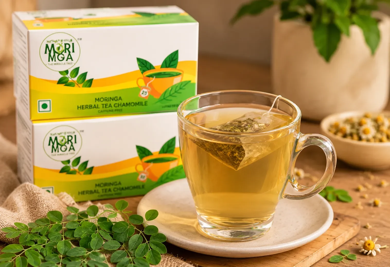 DOCTOR MORINGA HERBAL TEA WITH CHAMOMILE | Helps With Cholesterol and Blood Pressure | Improve Digestion & Detoxification (20 TeaBags) (Pack of 1) - KaashtKart