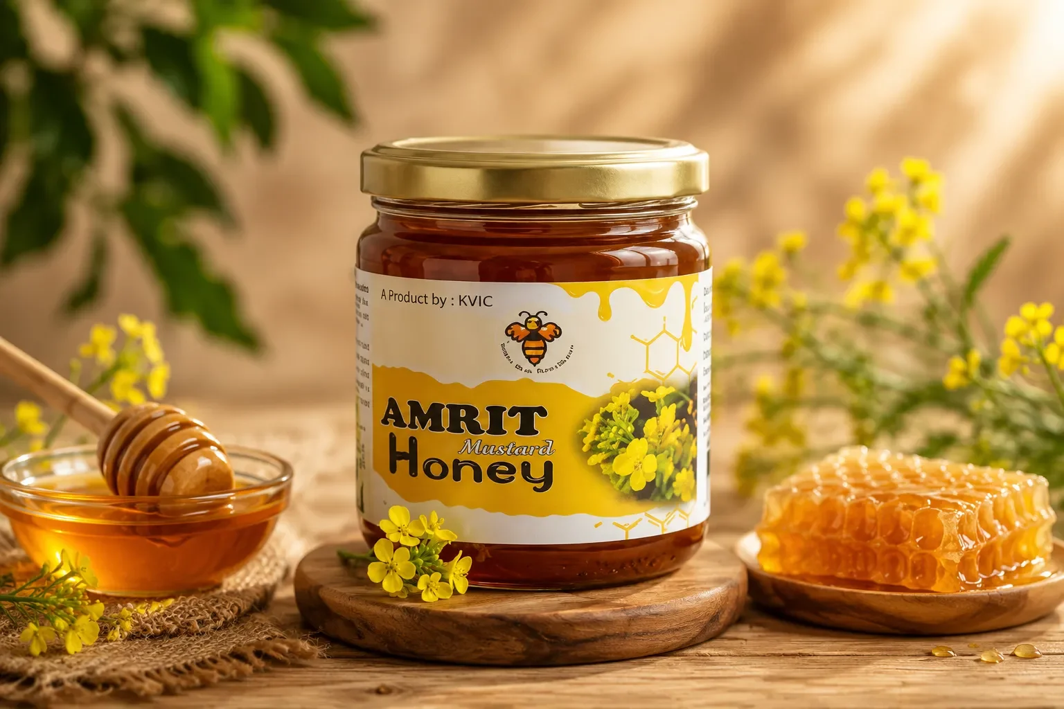 Amrit Mustard Honey A Product By:KVIC - 250 gm | 100% Natural Honey| Certifications : ISO, HACCP, IAF, EIAC  - KaashtKart