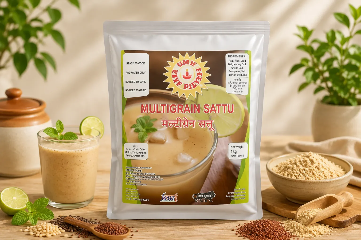 Shree Goraksh Bhog  Multigrain Sattu 400G | prepared from barley (jau), chana, and maize | Gluten Free | Protein Rich | No Preservatives Added | Pack of 1 - KaashtKart