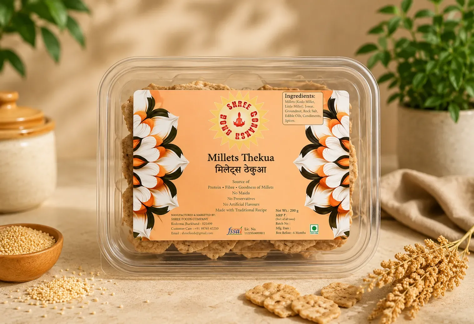 Millets Thekua 250G (No Palm oil, No Refined Sugar, No Maida) - KaashtKart
