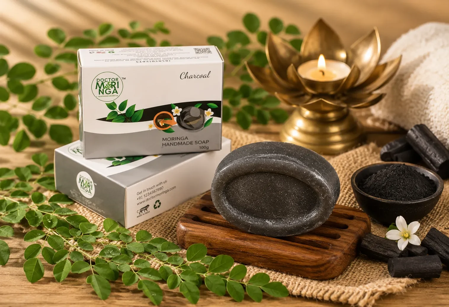 Handmade Bathing Soap- 100gm | Herbal Soap for Removing Dirt & Impurities no mineral oils added Suitable for All Skin Types, Detaning, Flavour Charcoal - Pack of 1 - KaashtKart