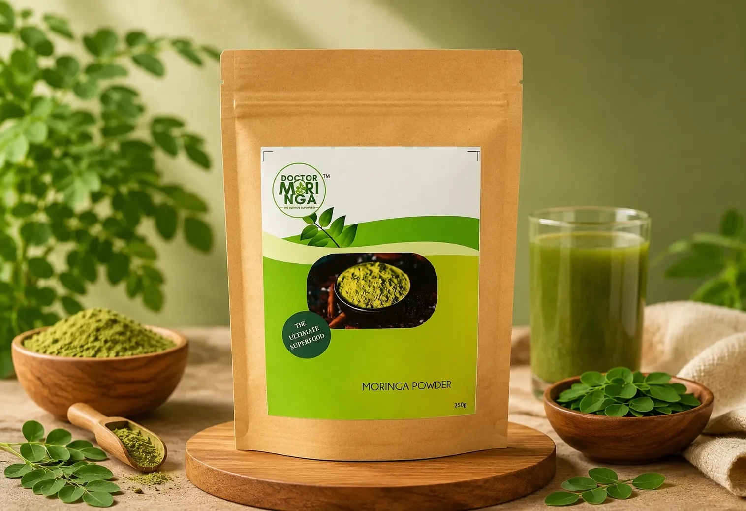 Moringa Leaf Powder - Boosts Energy and Immunity, Natural Multi-Vitamin, Minerals and Antioxidants, Promotes Healthy Hair and Skin, Protein-Rich Superfood - 250 Gram