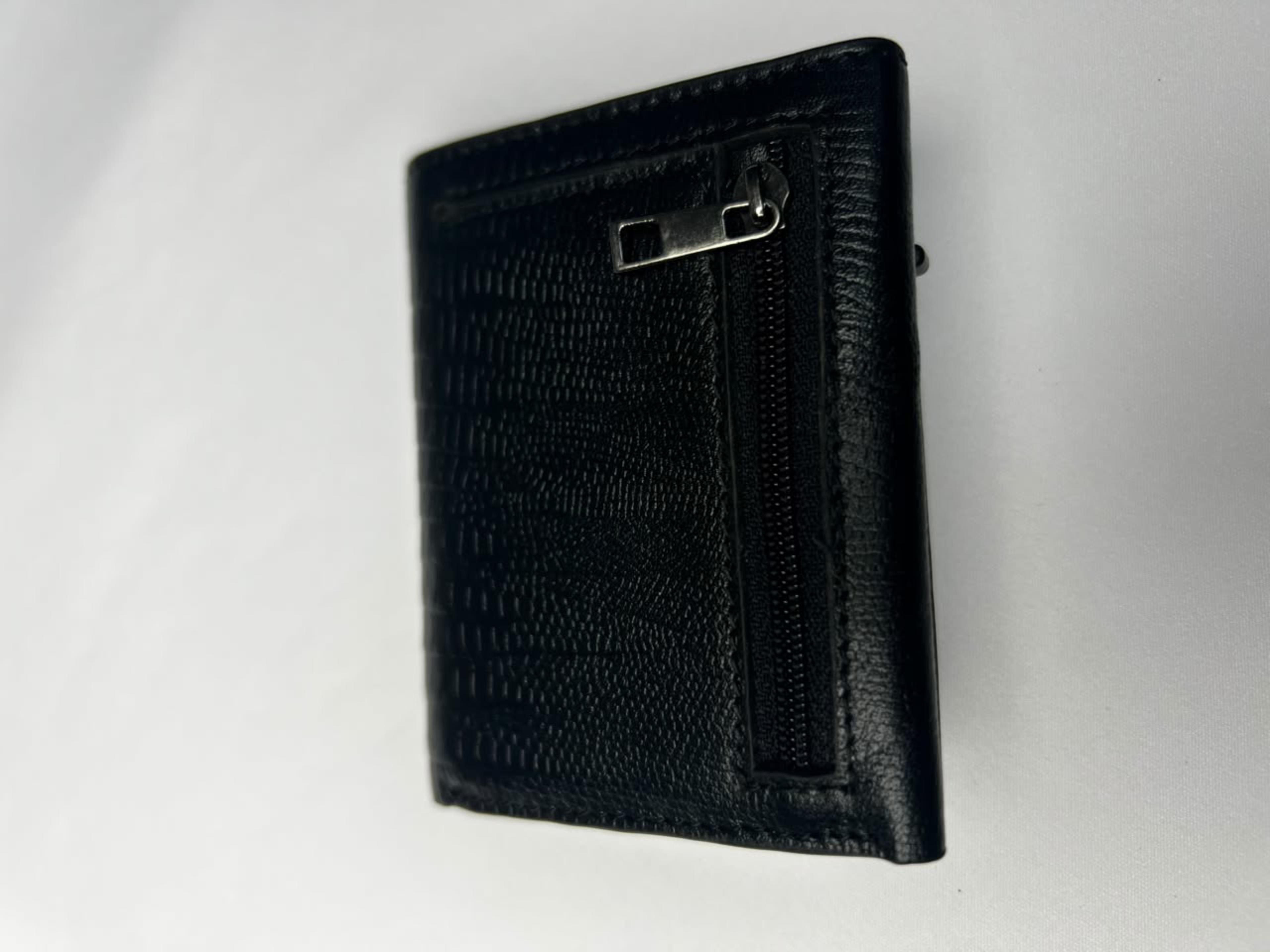 Premium Leather Pop-Up Wallet Black front view