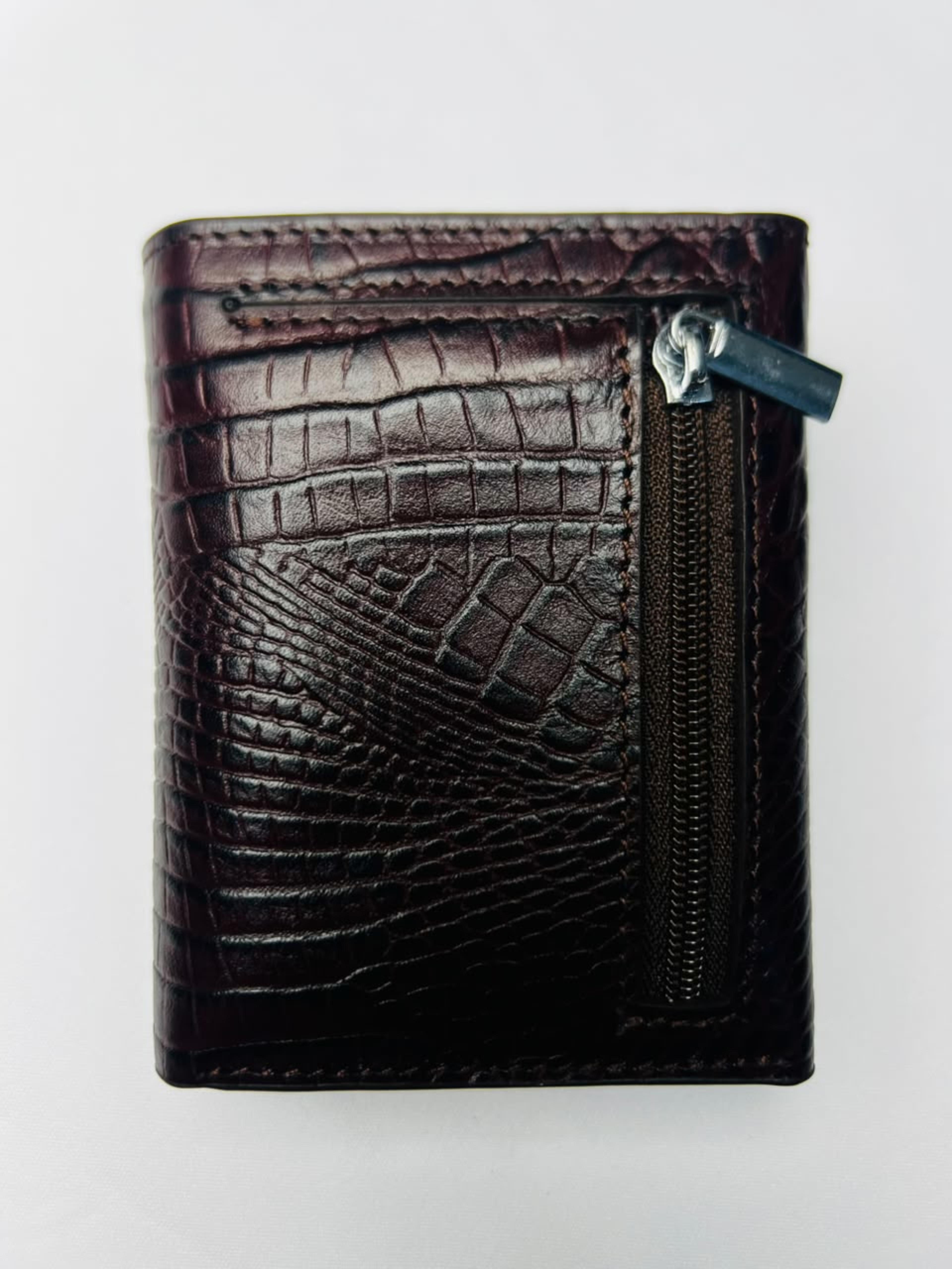 Premium Leather Pop-Up Wallet Brown front view