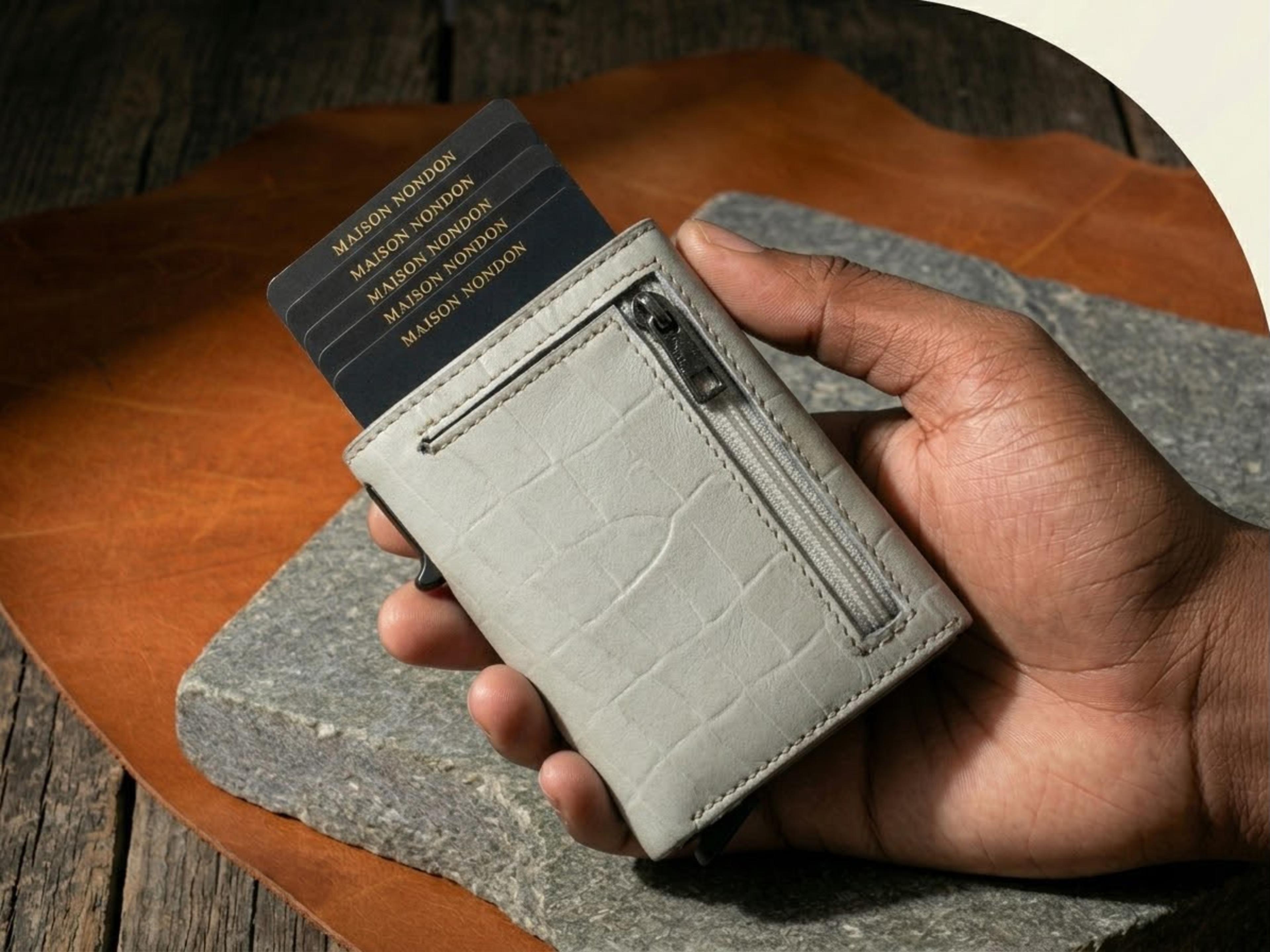 Maison Nondon Premium Pop-Up Wallet WHITE front view
