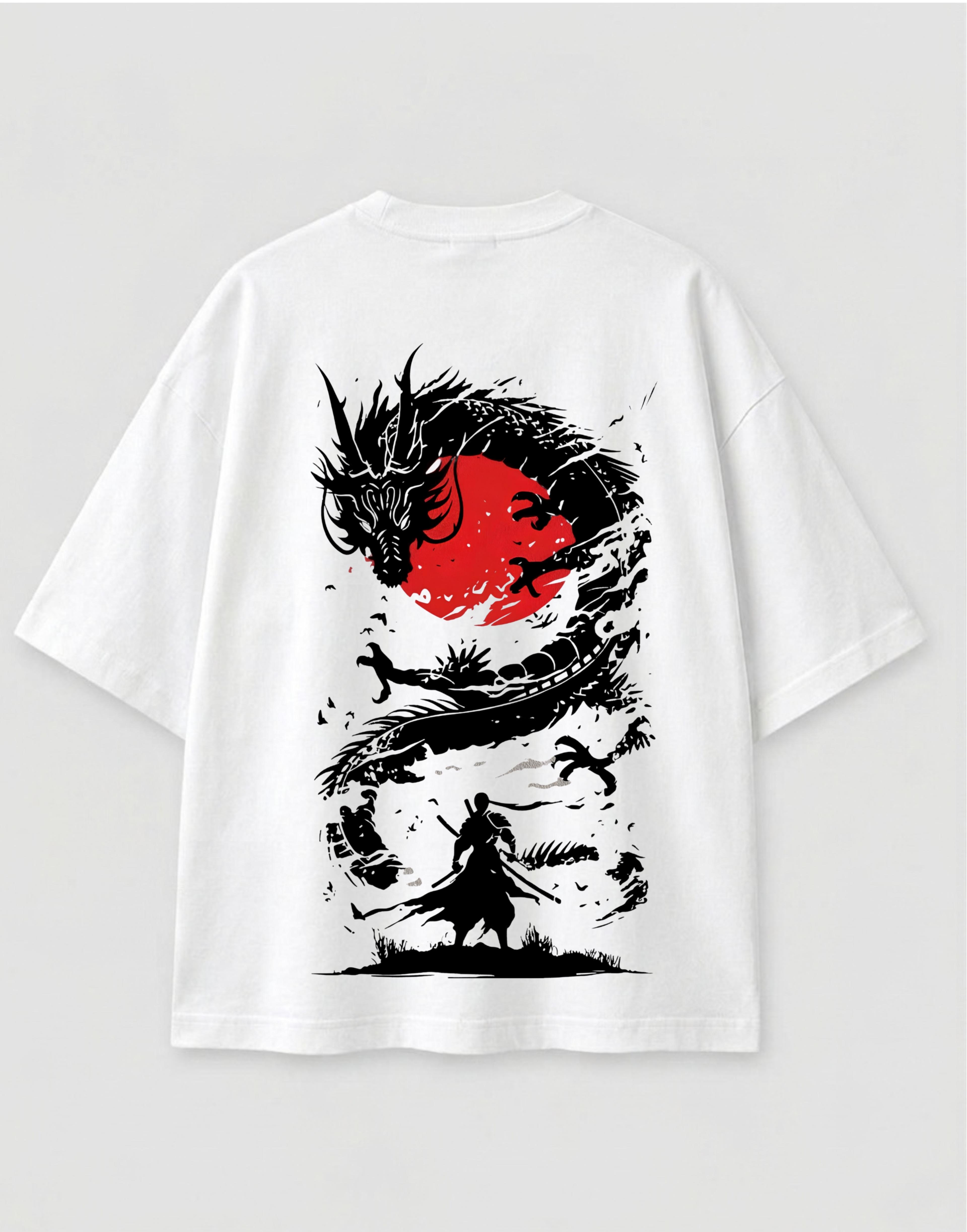 Maison Nondon Dragon Samurai Warrior T-Shirt front view