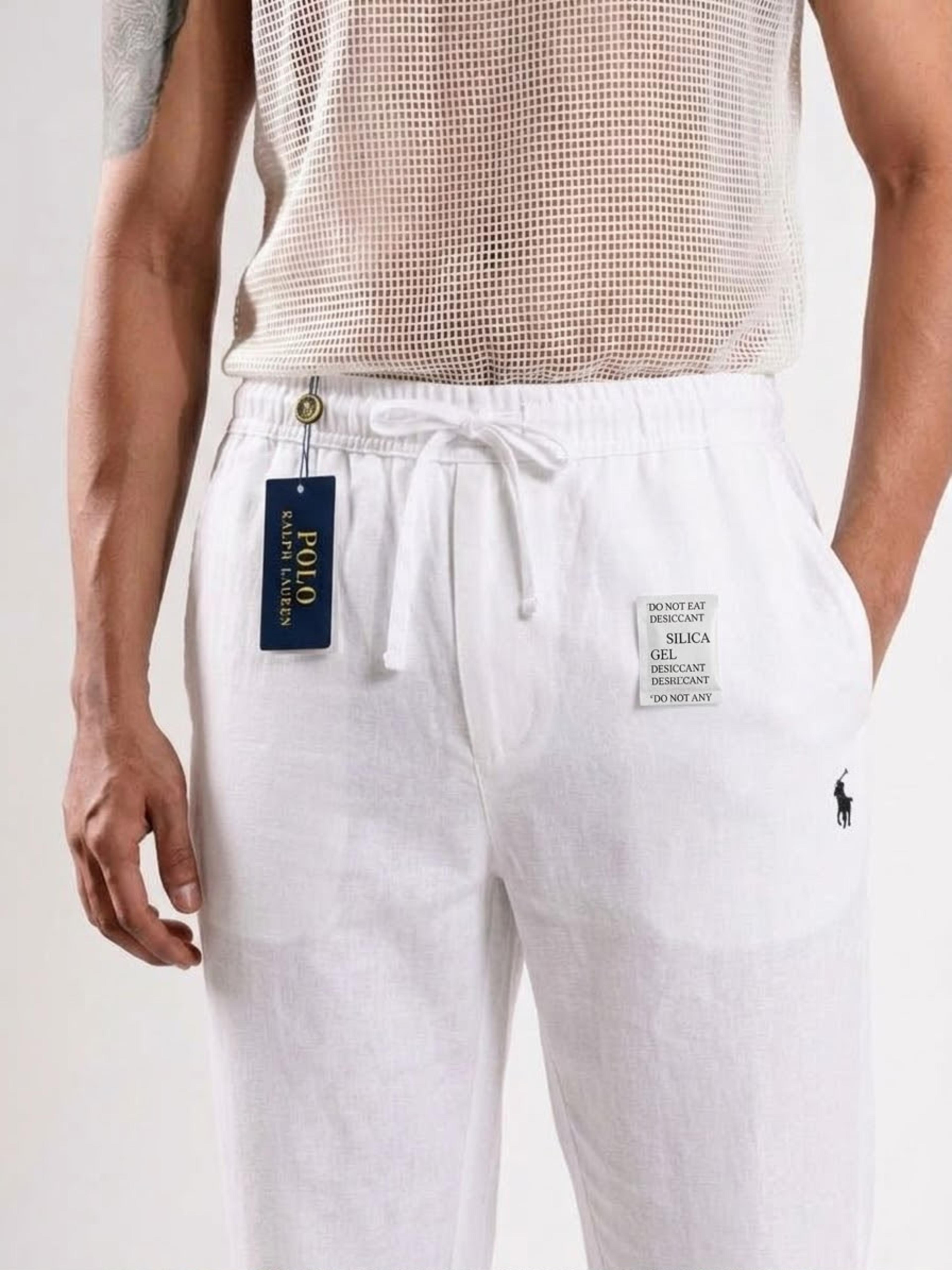 Maison Nondon Remi Cotton Pants -  White front view