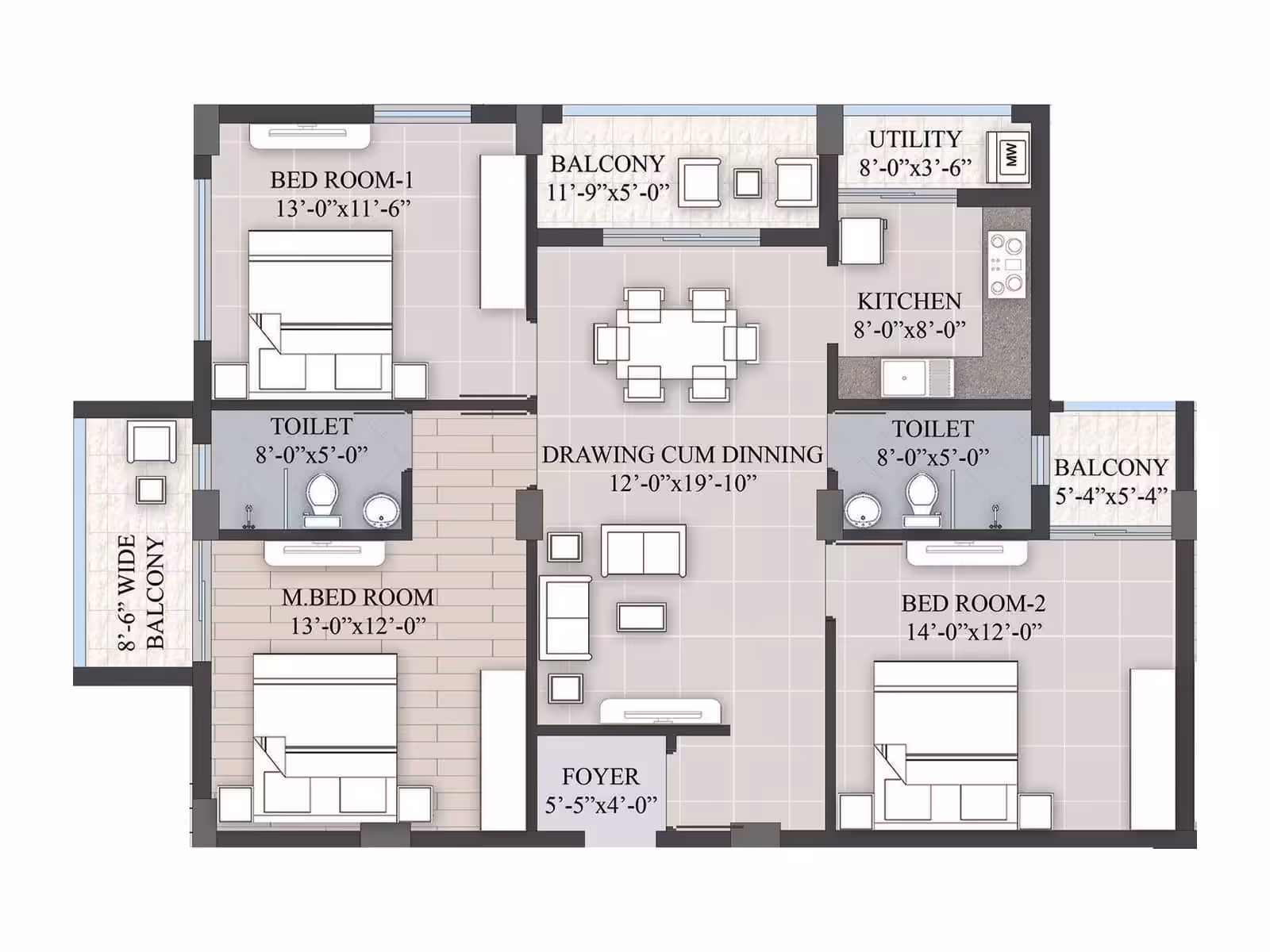 3 BHK - Monument Euphoria -1854sqft - photo 6