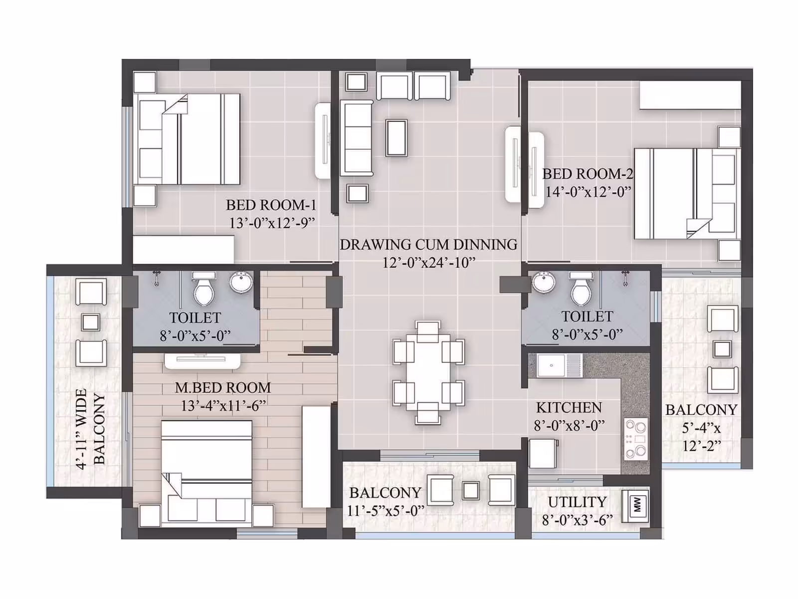 3 BHK -  Monument Euphoria - 1905sqft - photo 6
