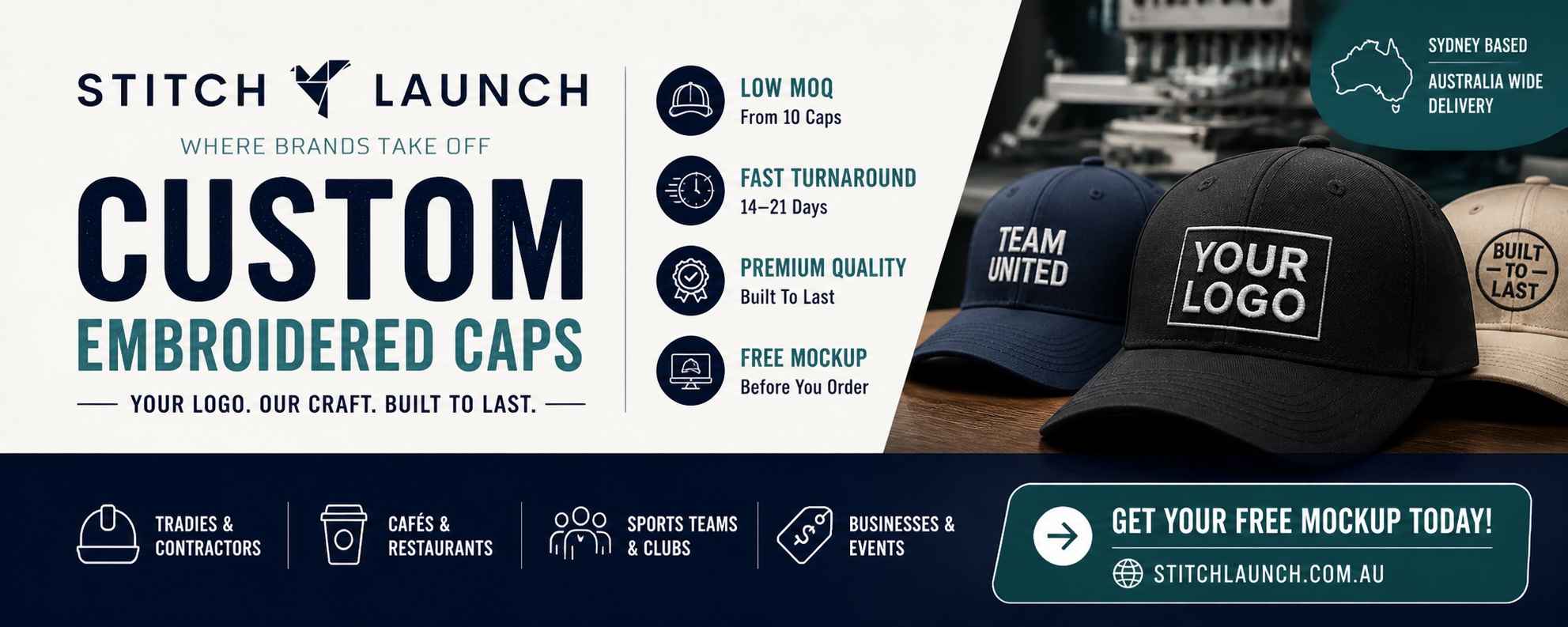 Stitch Launch - Custom Embroidered Caps