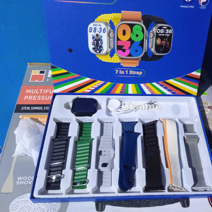 Smart Watch, Seven Straps And charging Cable 