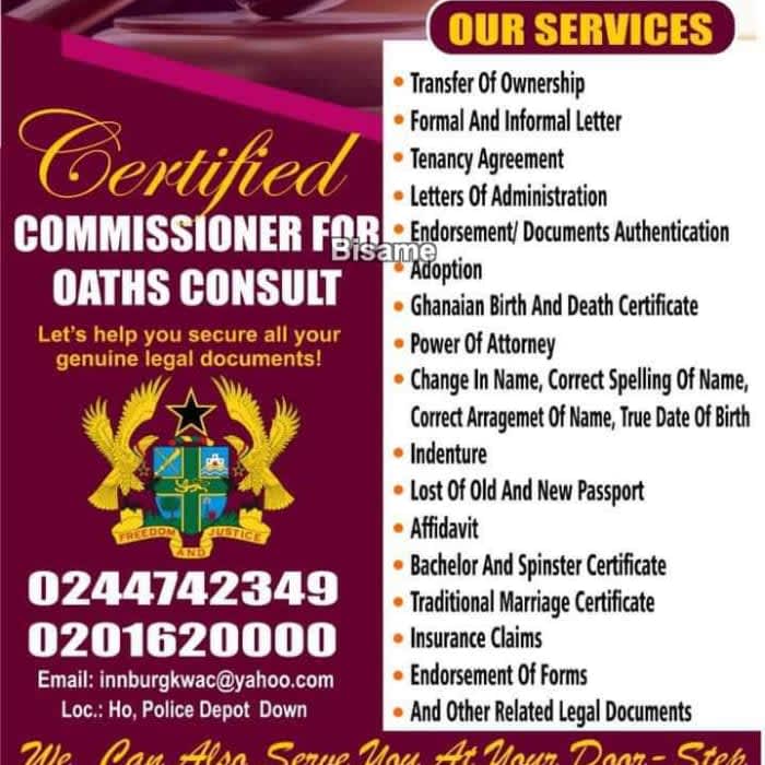 COMMISSIONER FOR OATHS 