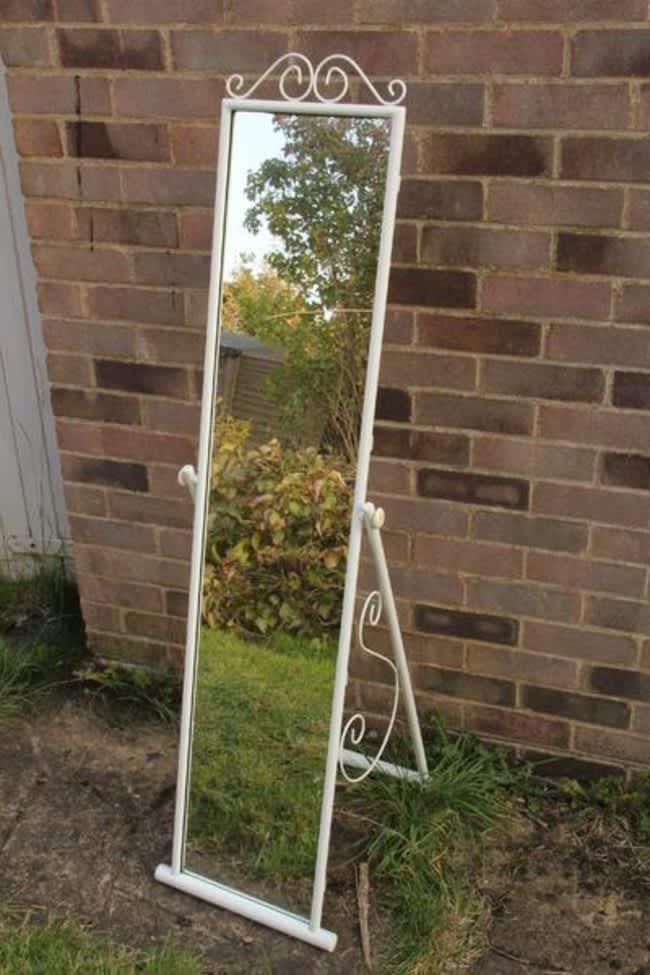 UK Antique Style Full Body Scroll Mirror – Elegant White