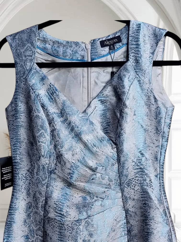Elegant Silver & Blue UK Ready-Made Dress – Festive Edition